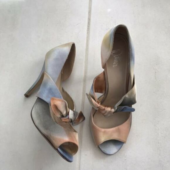Wittner Bay Watercolor Print D'Orsay Open Toe Heels - Picture 1 of 8